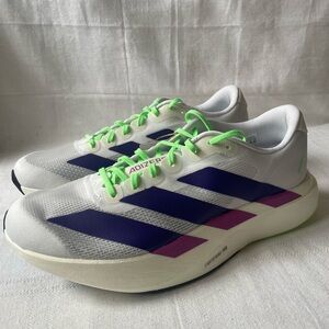 Adidas Adizero EVO SL White Purple Running Shoes Women's Size 10 JS4456